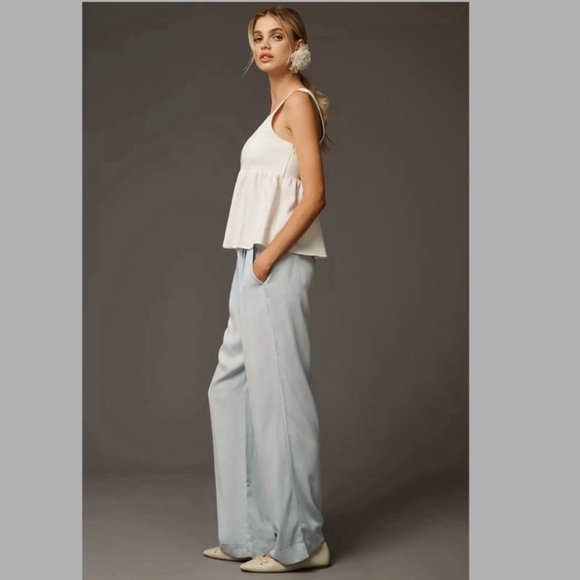 NWT Anthropologie + Cloth & Stone Pleated Wide-Leg Pants - Picture 2 of 8
